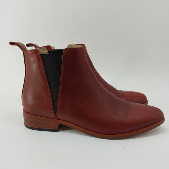 Nisolo Women's Booties Size 9 Leather Burgundy Brown Chelsea - Picture 2 of 13